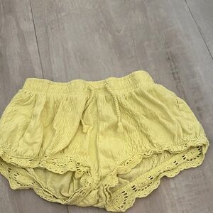Zara Yellow Lace Trim Kids Shorts
